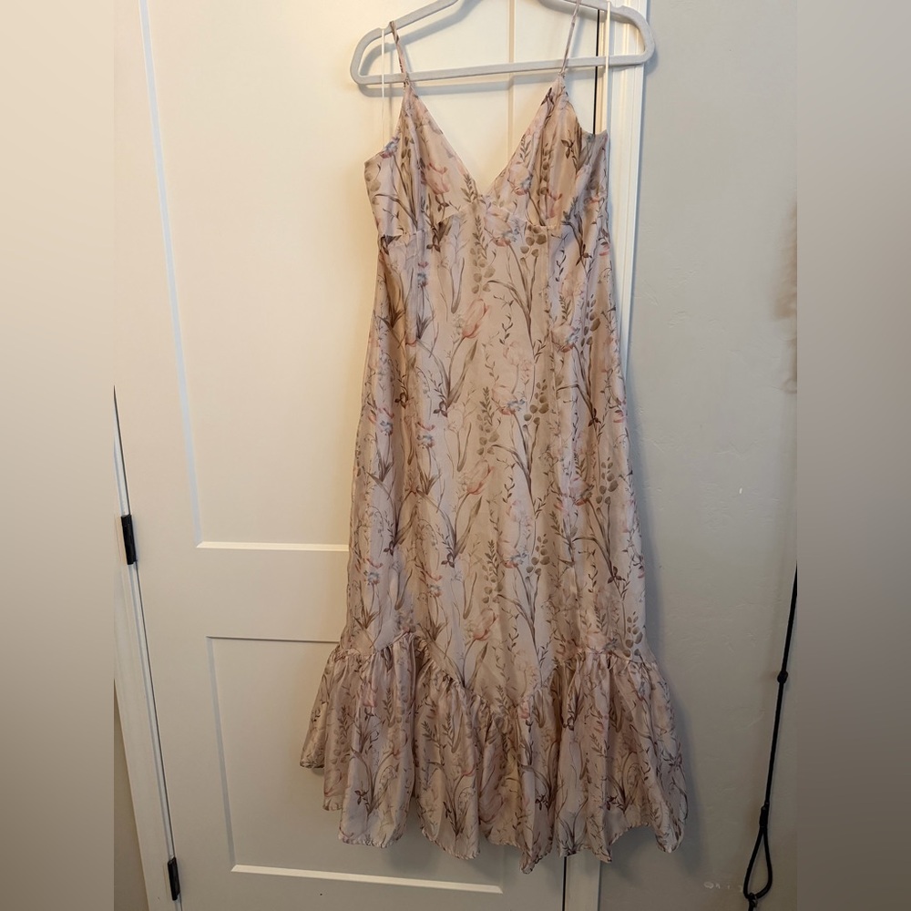 Storia Blush Beige Floral Maxi Slip Dress